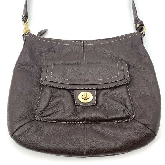 Coach Penelope Convertible Brown Leather Shoulder Bag Crossbody Handbag Purse - Picture 2 of 8